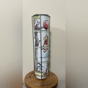 4 Disney Winnie the Pooh Stackable Mugs W/ Metal Rack